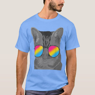 Pan Pride Month Cat Cool Sunglasses Queer LGBT Pan T-Shirt