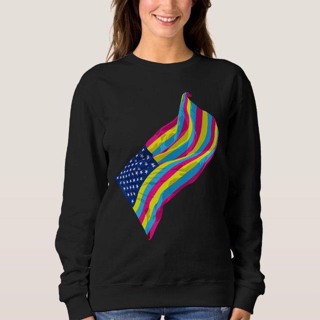 Pan Pride Month Pansexuality Us Flag Lgbt Equality Sweatshirt (Front)