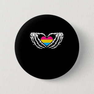 Pan Pride Skeleton Halloween Pan Goth Heart 6 Cm Round Badge