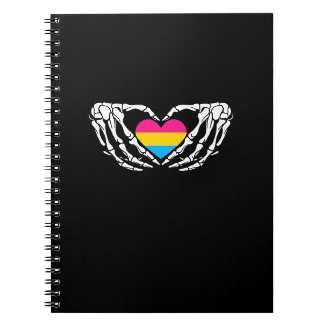 Pan Pride Skeleton Halloween Pan Goth Heart Notebook (Front)