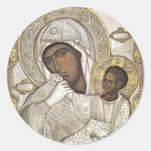 Panagia Paramythia Orthodox Christian Icon Classic Round Sticker