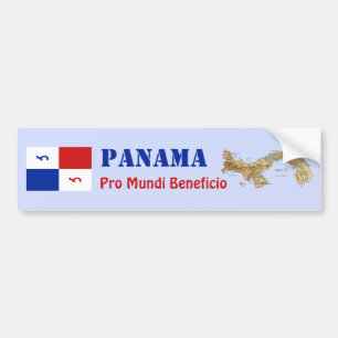 Panama Banner + Map Bumper Sticker