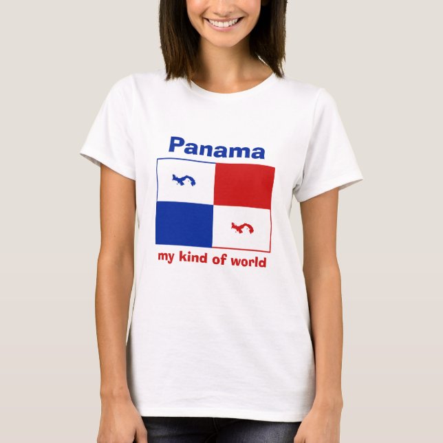 Panama Banner + Map + Text T-Shirt (Front)