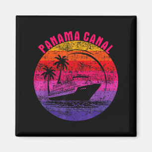 Panama Canal Cruise Retro Sunset Family Reunion Magnet