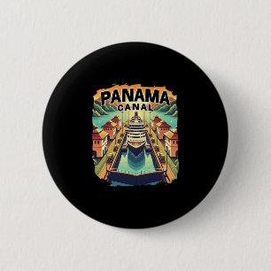 Panama Canal Cruise Trip Boat Ship Vintage Graphic 6 Cm Round Badge