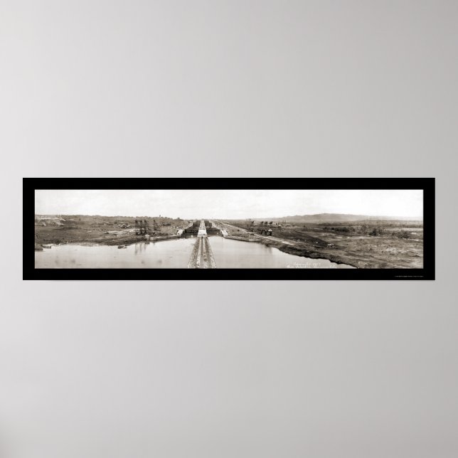 Panama Canal Locks Photo 1913 Poster (Front)