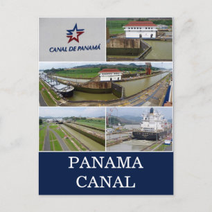 panama canal locks postcard