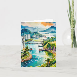 Panama Canal Watercolor Card