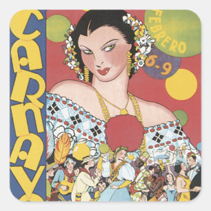 Panama Carnaval 1937 Square Sticker