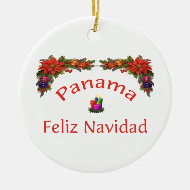 Panama Christmas 1 Ceramic Tree Decoration (Front)