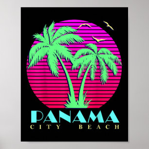 Panama City Beach 80s Palm Trees Summer Sunset Sun Poster