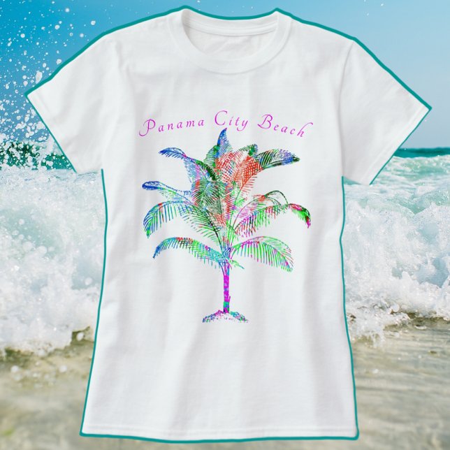 Panama City Beach Florida Colourful Bright Palm T- T-Shirt (Creator Uploaded)