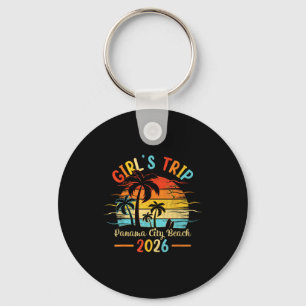 Panama city beach florida palm tree sunset girls key ring