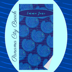 Panama City Beach Florida Pretty Blue Sea Shells Beach Towel