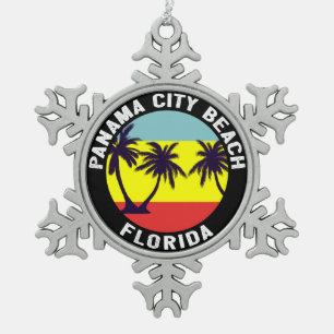 Panama City Beach  Florida Snowflake Pewter Christmas Ornament