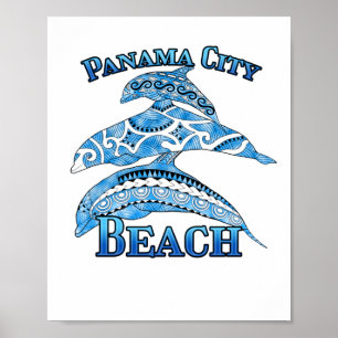 Panama City Beach Florida Vacation Tribal Dolphins Poster