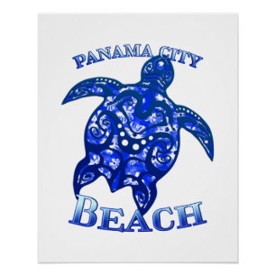 Panama City Beach Florida Vacation Tribal Turtle Poster