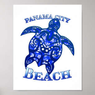 Panama City Beach Florida Vacation Tribal Turtle Poster