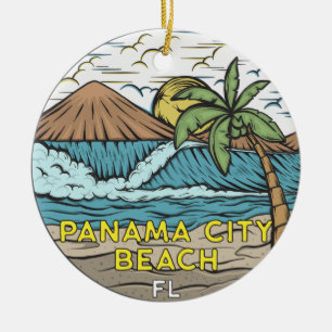 Panama City Beach Florida Vintage Ceramic Tree Decoration