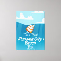 Panama City Beach Florida vintage travel poster.