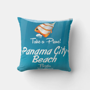 Panama City Beach Florida vintage travel poster. Cushion