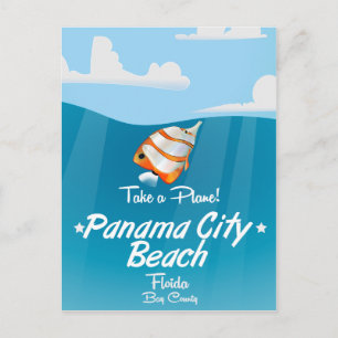 Panama City Beach Florida vintage travel poster. Postcard