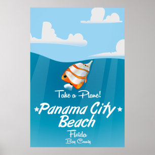 Panama City Beach Florida vintage travel poster. Poster