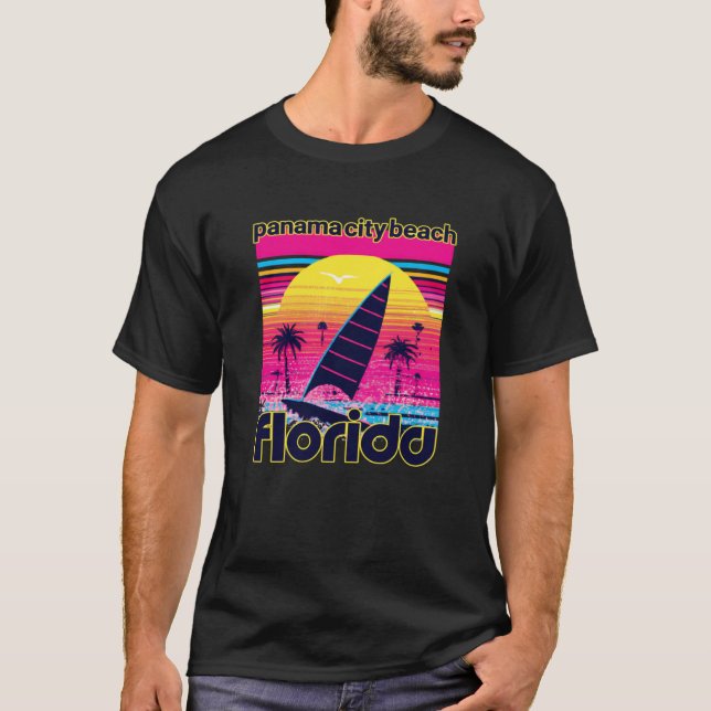 Panama City Beach Retro 80s Style Souvenir Beach T-Shirt (Front)