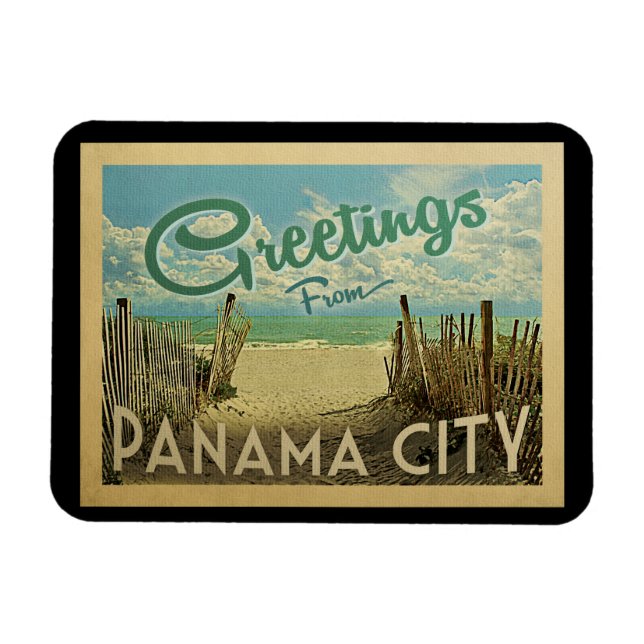 Panama City Beach Vintage Travel Magnet (Horizontal)