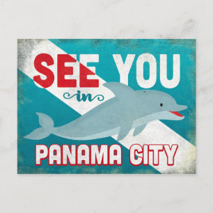Panama City Dolphin - Retro Vintage Travel Postcard