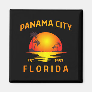 Panama city florida beach vintage sunset tropical magnet