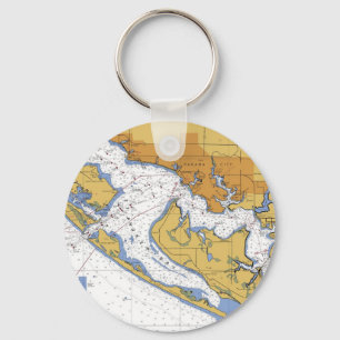 Panama City Florida Nautical Harbour Chart Key Ring