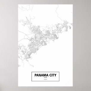Panama City, Panama (black on white) Poster