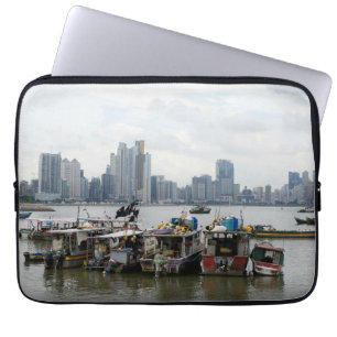 Panama City Skyline With Fishing Boats Laptop Sleeve