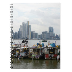 Panama City Skyline With Fishing Boats Notebook