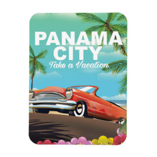 panama city vintage travel poster magnet