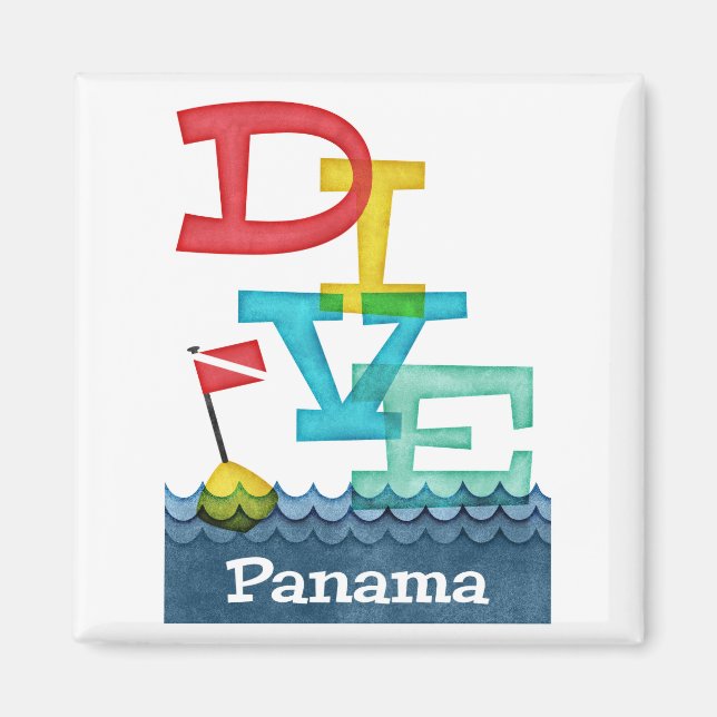 Panama Dive - Colourful Scuba Magnet (Front)