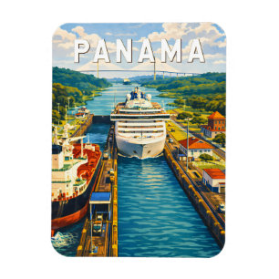 Panama Illustration Travel Art Vintage Magnet