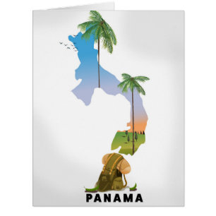 Panama map Illustrated travel poster print.