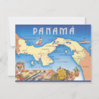 Panama Map Postcard
