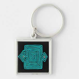 Panama Mola Tortoise - Blue Black Key Ring