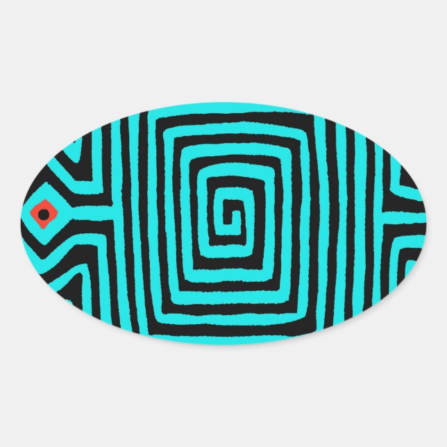 Panama Mola Tortoise - Blue Black Oval Sticker (Front)