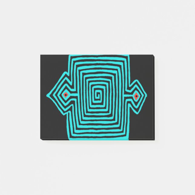 Panama Mola Tortoise - Blue Black Post-it Notes (Front)