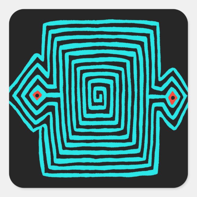 Panama Mola Tortoise - Blue Black Square Sticker (Front)