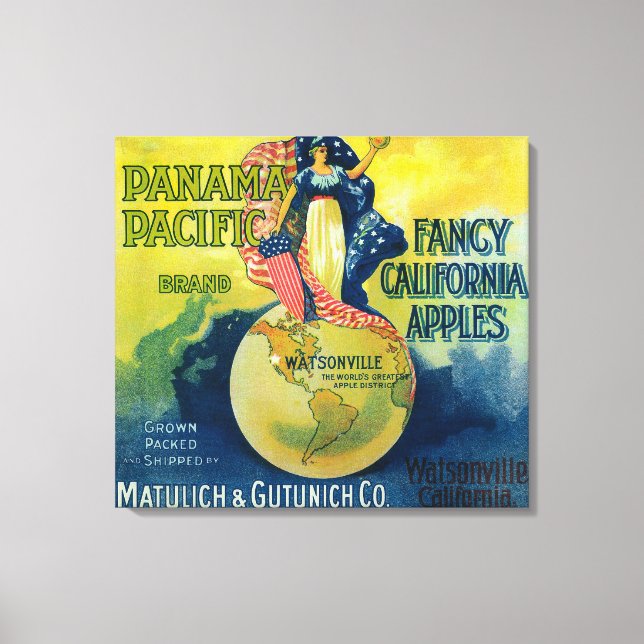 Panama Pacific Apple Crate Label Canvas Print (Front)