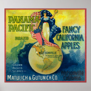 Panama Pacific Apple Crate Label Poster