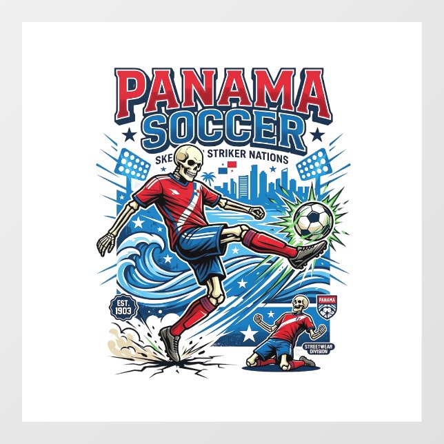 Panama Soccer Skeleton Striker Nations Poster Styl (Sheet)