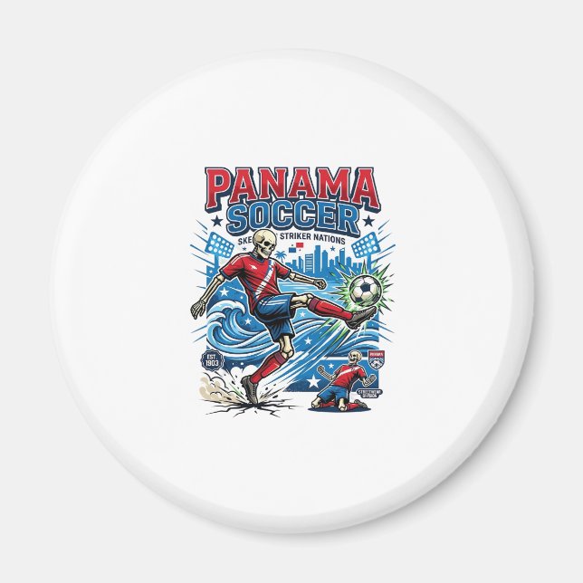 Panama Soccer Skeleton Striker Nations Poster Styl Magnet (Front)