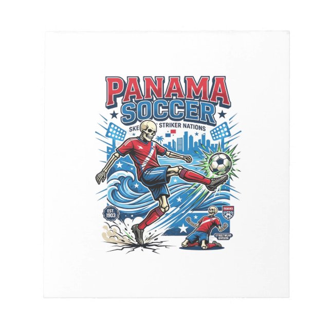 Panama Soccer Skeleton Striker Nations Poster Styl Notepad (Front)