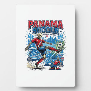 Panama Soccer Skeleton Striker Nations Poster Styl Plaque